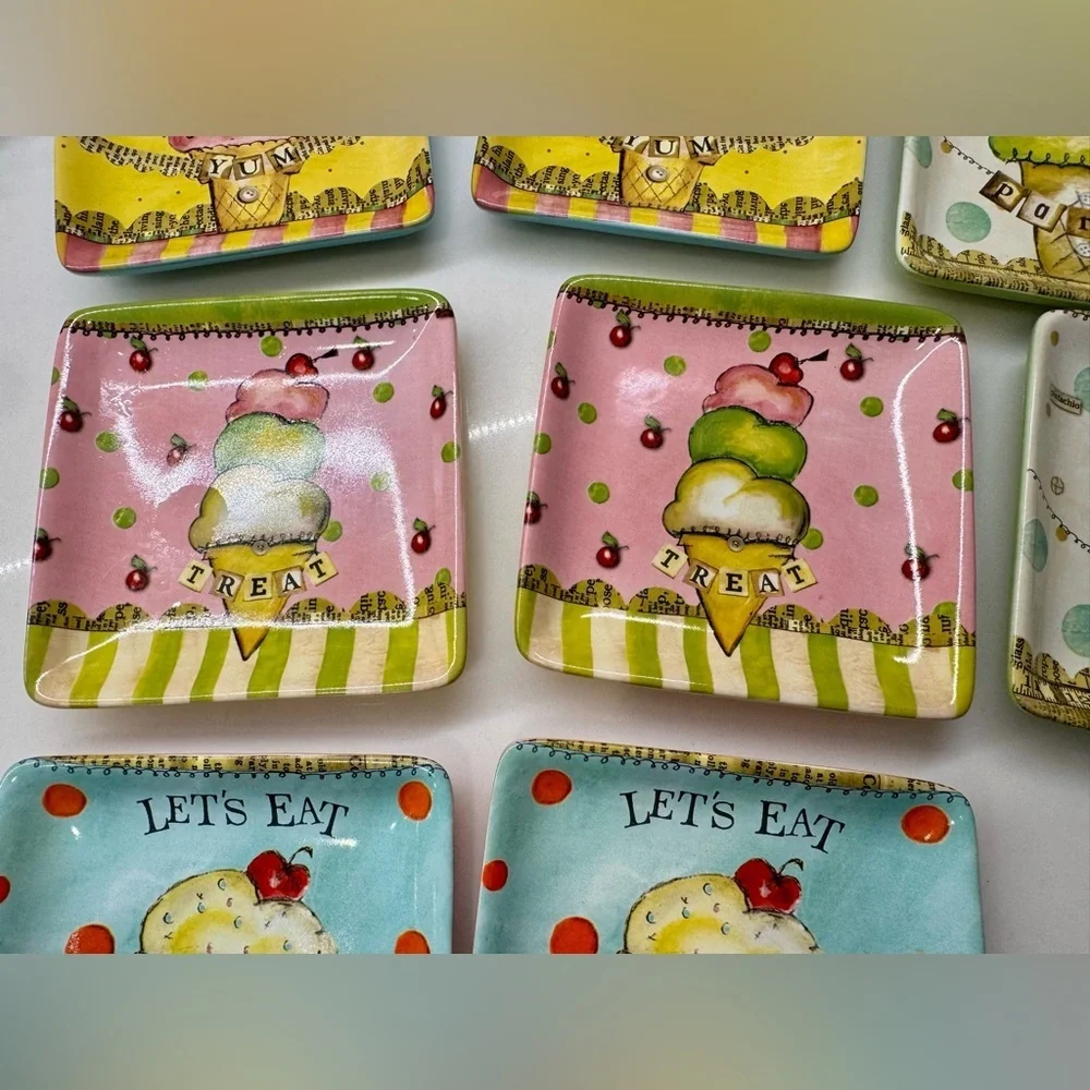 Demdaco My Sweet Treat by Lisa Kaus Square treat plates 2011